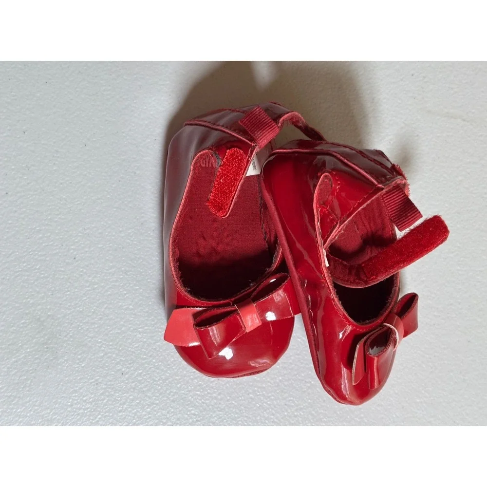 Gymboree Set w/ Red Leather Bow Baby‎ Girls Shoes Size 6-12 Months & Headband